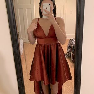 Red high low dress